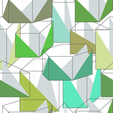 Seamless texture with green geometric pattern