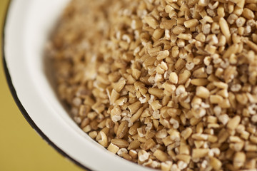 uncooked pinhead oats, also called steel cut oats