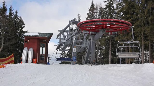 Landscape with a winter day lift