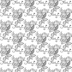 hand drawn fantasy floral seamless vector pattern