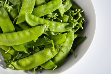 freshly picked snow peas from Pennsylvania, USA