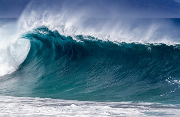 Big Ocean wave on the north shore of Oahu Hawaii