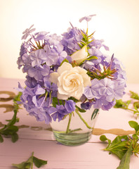 Obraz na płótnie Canvas Spring flower bouquet of purple and white, Still Life
