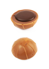 Toffee caramel chocolate candy isolated