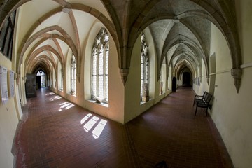 Fototapeta na wymiar The corridor in the old church