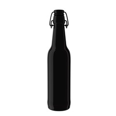Dark glass bottle mockup. Realistic dark glass bottle with lliquid isolated on background. 3d rendering image