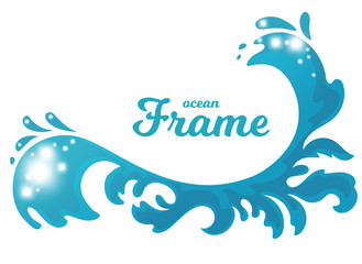 Hand drawn ocean wave stylized as frame