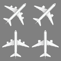 airplane in white color set illustration