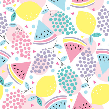 seamless summer fruits pattern vector illustration © Larienn