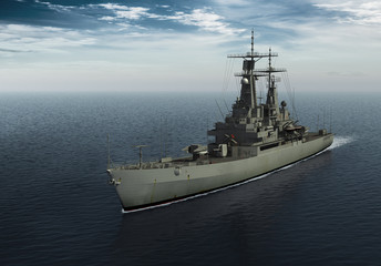 Modern Warship In The High Seas © 3dsculptor