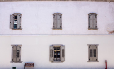 Vintage facade of old building in Old Tel Avive, Israel