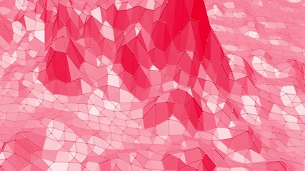 Rosy or pink low poly surface as landscape or molecular structure. Polygonal digital mosaic red environment or background with moving in cartoon low poly popular modern stylish 3D design.. - Powered by Adobe