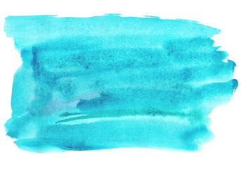Blue watery illustration. Abstract watercolor hand drawn image.Wet splash.White background.