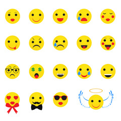 Fototapeta premium Yellow smileys on a white background
