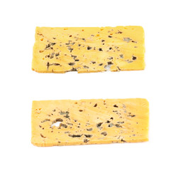 Single slice of a mold cheese isolated