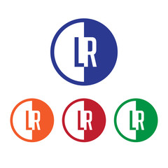 LR initial circle half logo blue,red,orange and green color