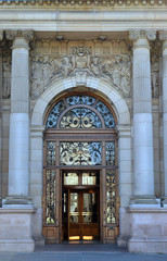 Entrance to Glasgow City Chambers, Scotland, the local government headquarters