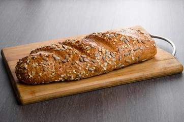 Home made bread on wooden table