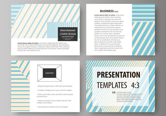 Set of business templates for presentation slides. Easy editable abstract vector layouts in flat style. Minimalistic design with lines, geometric shapes forming beautiful background.