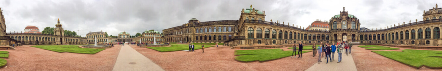 DRESDEN, GERMANY - JULY 2016: Panoramic view of Zwinger Palace. Dresden attracts 5 million people...