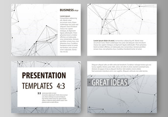 Set of business templates for presentation slides. Abstract vector layouts in flat design. Compounds lines and dots. Big data visualization in minimal style. Graphic communication background.