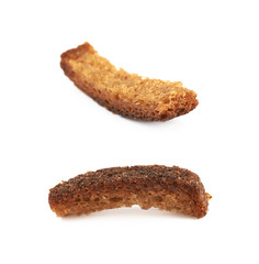 Single bread crouton isolated