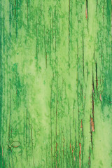 aged wooden plank with decayed green paint texture