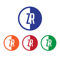 ZR initial circle half logo blue,red,orange and green color