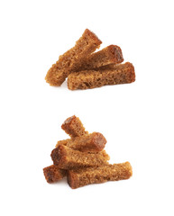 Pile of bread croutons