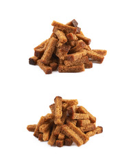 Pile of bread croutons
