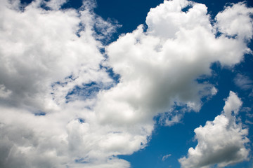 Beautiful white clouds on a blue cloudy sunny sky