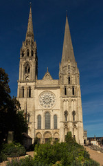 Fototapeta na wymiar The Cathedral of Chartres - front view, France