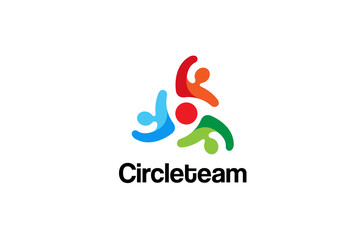 Colorful People Group Team Logo Design Illustration