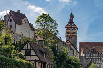 Fototapeta premium Cityscape with Clocktower in Historic German Town