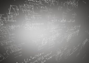 White math doodles and grey background