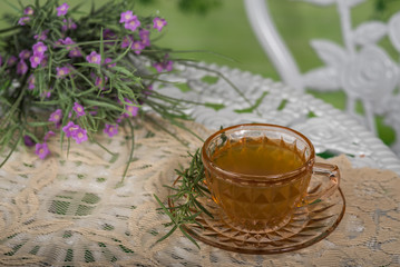 Cup of tea with flowers