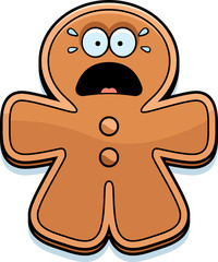 Scared Cartoon Gingerbread Man