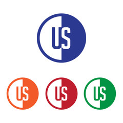 Obraz premium US initial circle half logo blue,red,orange and green color