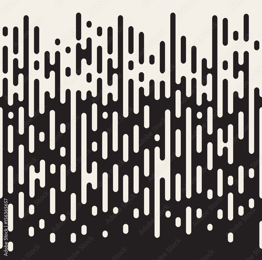 Fototapete rounded lines seamless pattern. black and white background with halftone transition