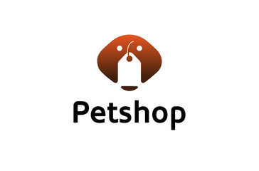 Dog Head Shop Pet Logo Design Illustration