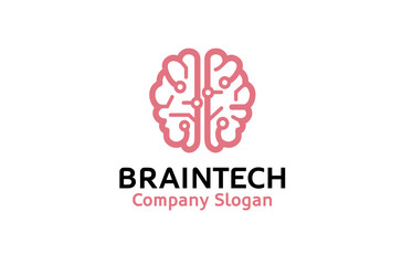 Creative Smart Brain Tech Logo Design Illustration