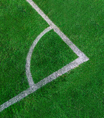 Obraz premium Corner of the artificial grass soccer field