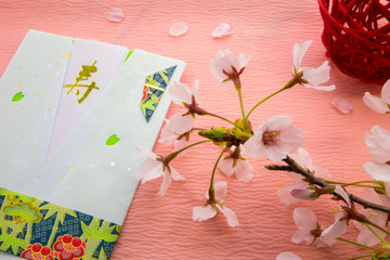 祝儀袋と桜の花