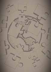 Obraz premium Brown backgrounde with jigsaw doodle
