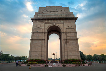 Fototapeta na wymiar India Gate Delhi - A war memorial on Rajpath road at sunrise.