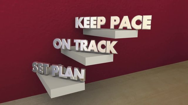 Set Plan Work On Track Keep Pace Meet Goal Steps 3d Animation