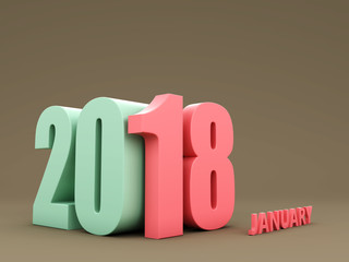      New Year 2018 - 3D Rendered Image 