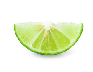 Fototapeta na wymiar Fresh lime slice isolated on white background with clipping path