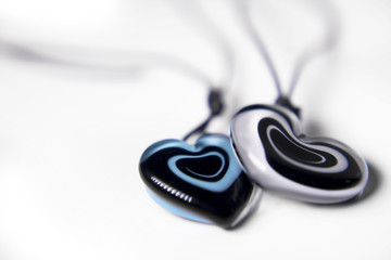 Two hearts with reflections of light