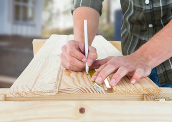 Obraz premium Carpenter on building site